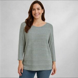 Tahari Linen Knit Womens Pullover L Light Green  Sweater L Lightweight Casual